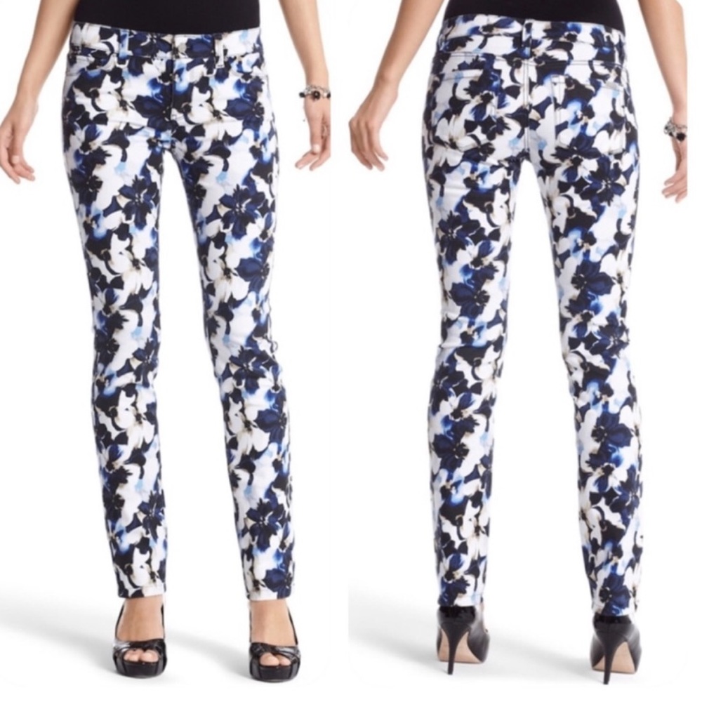 WHBM Blanc Floral Print Slim Ankle Jean